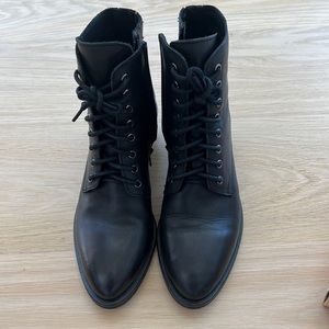 Jeffery Campbell Side Zip Black Lace Up Booties